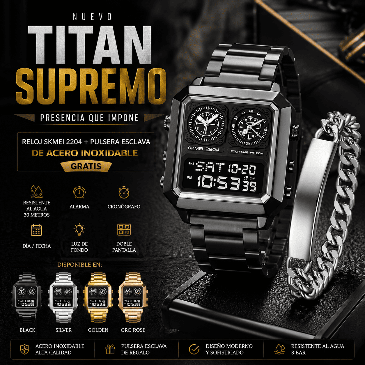 TITÁN SUPREMO (RELOJ ORIGINAL + ESCLAVA)