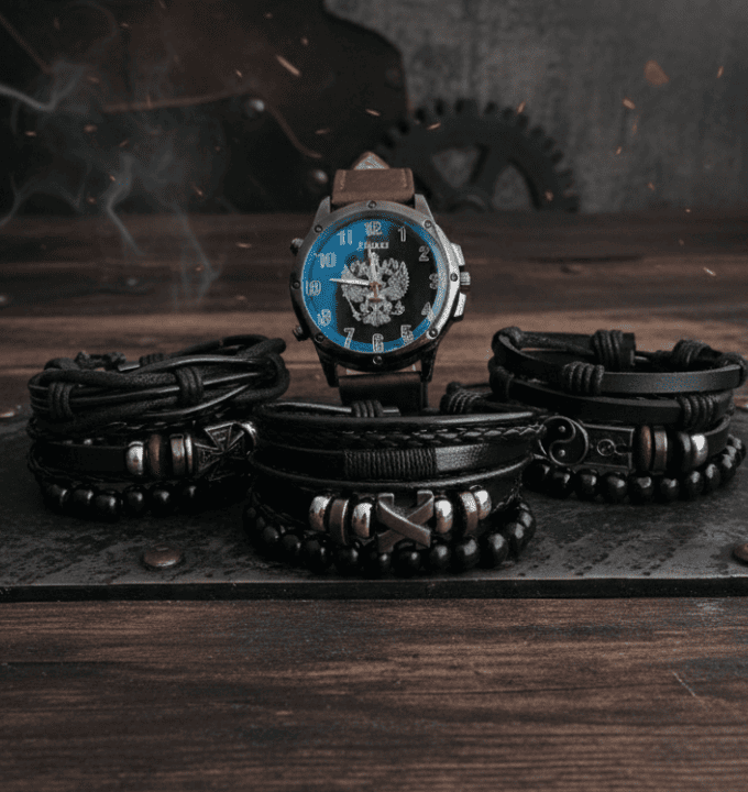 SET DOMINIO TRIBAL - 3 Juegos de pulseras (Total 9 pulseras) + Reloj Básico de Regalo