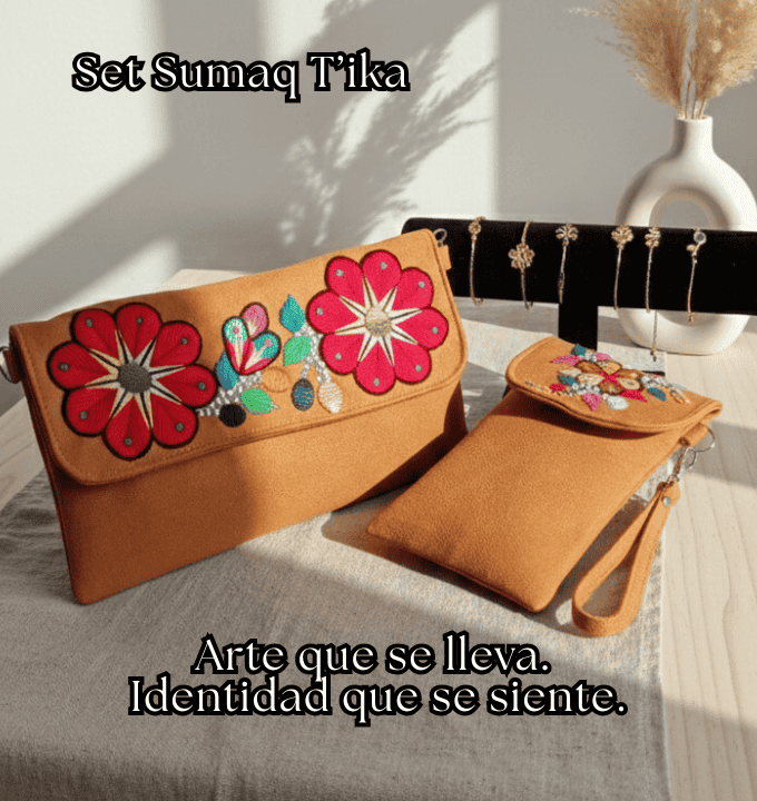Set Sumaq T’ika (Bolso + Porta celular + Pulsera de acero)