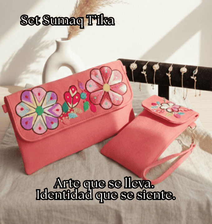 Set Sumaq T’ika (Bolso + Porta celular + Pulsera de acero)