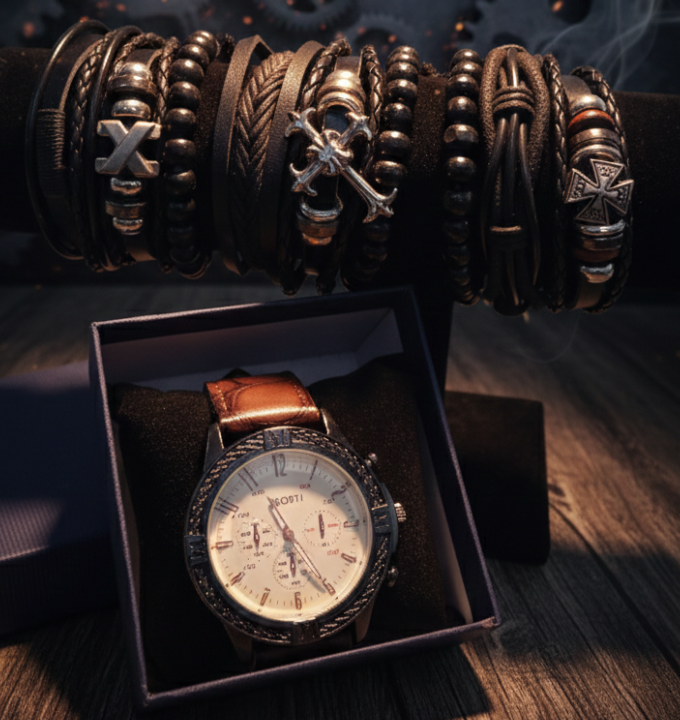 SET DOMINIO TRIBAL - 3 Juegos de pulseras (Total 9 pulseras) + Reloj Básico de Regalo