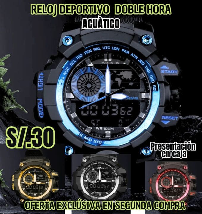 Reloj deportivo doble hora - Acuático