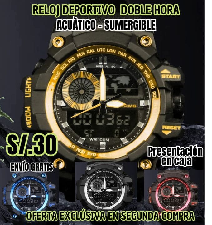 Reloj deportivo doble hora - Acuático