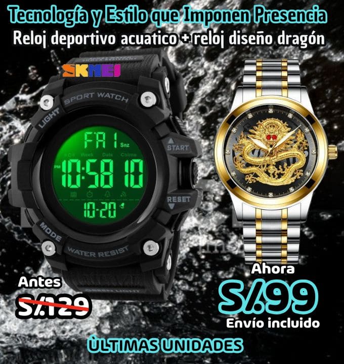 Reloj SKMEI original Deportivo acuático  + Regalo reloj dragón
