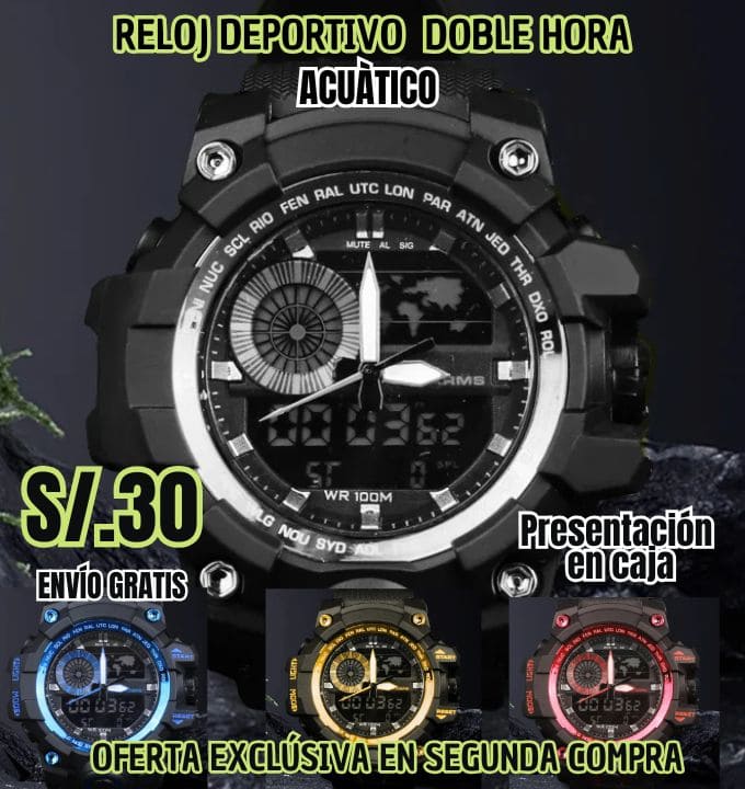 Reloj deportivo doble hora - Acuático