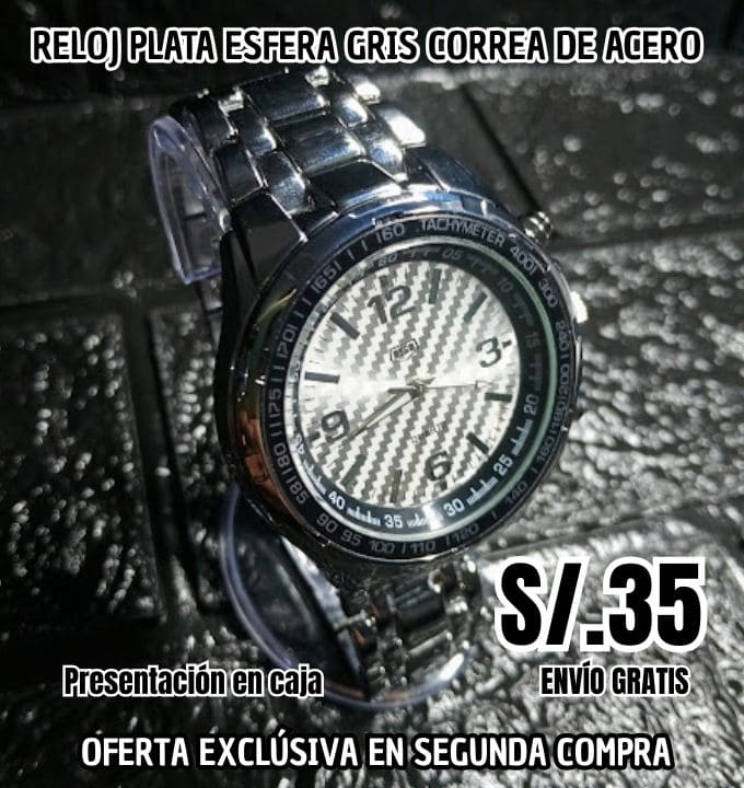 RELOJ PLATA ESFERA GRIS CORREA DE ACERO