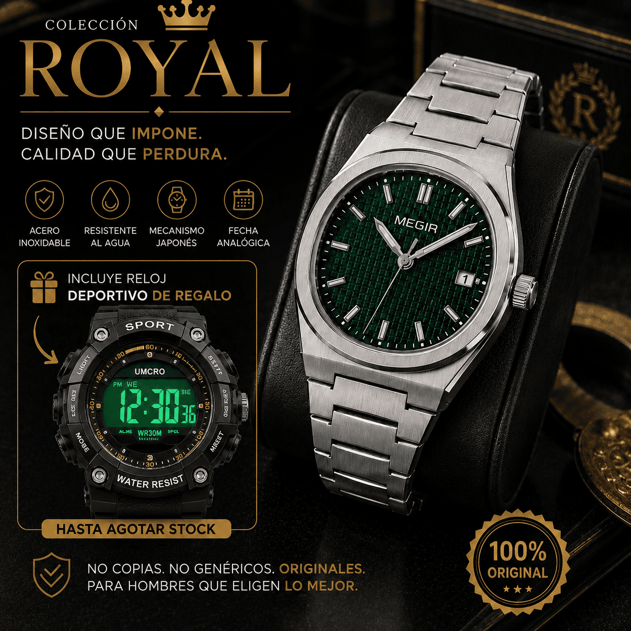 COLECCIÓN ROYAL (RELOJ CASUAL + RELOJ DEPORTIVO)